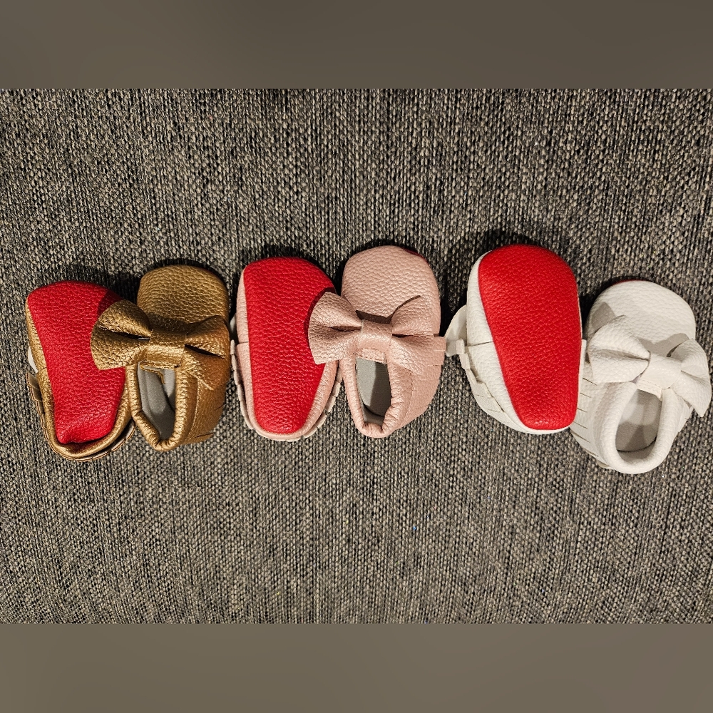 Red bottom baby moccasins